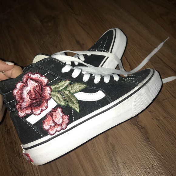 rose embroidered vans high tops
